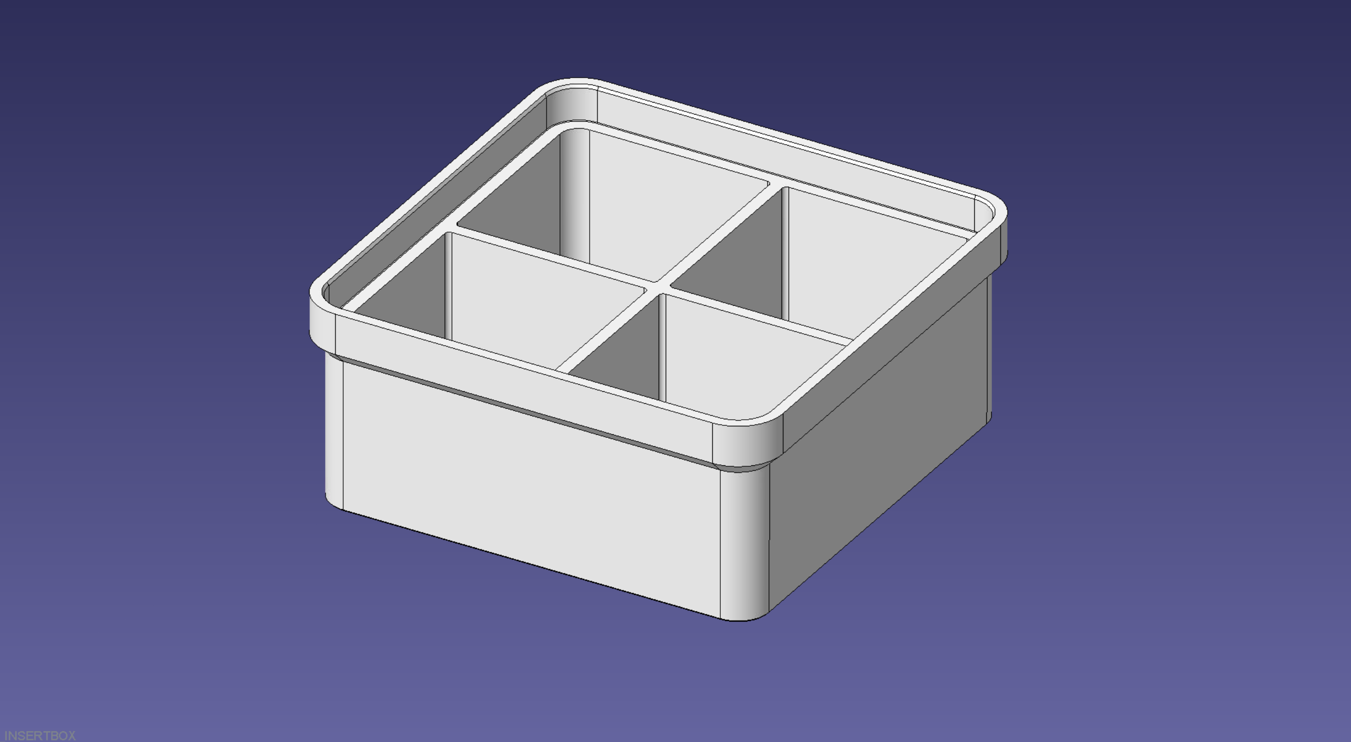 1x1 units, third height, 2x2 grid Stackable Insertbox
