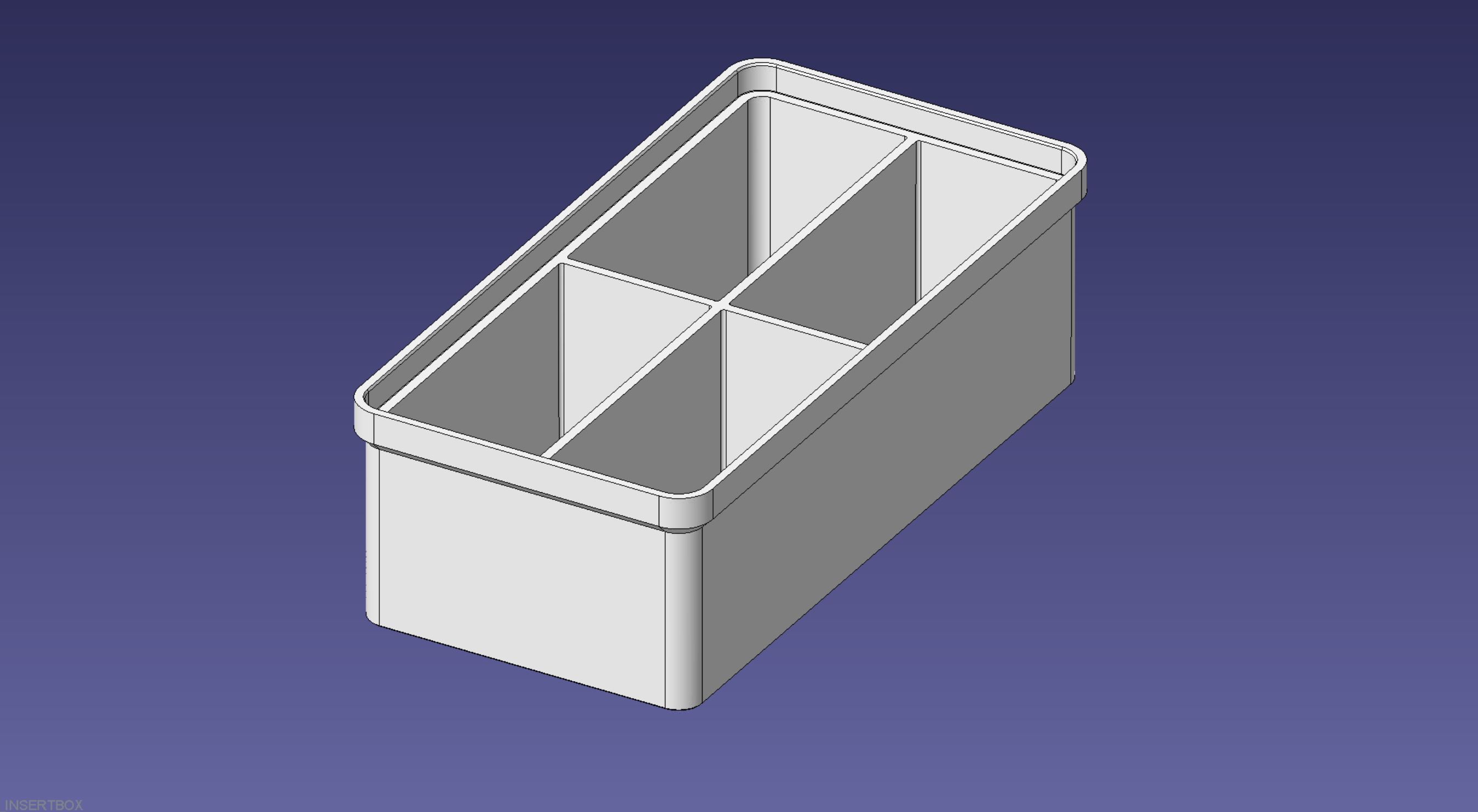 1x2 units, half height, 2x2 grid Stackable Insertbox