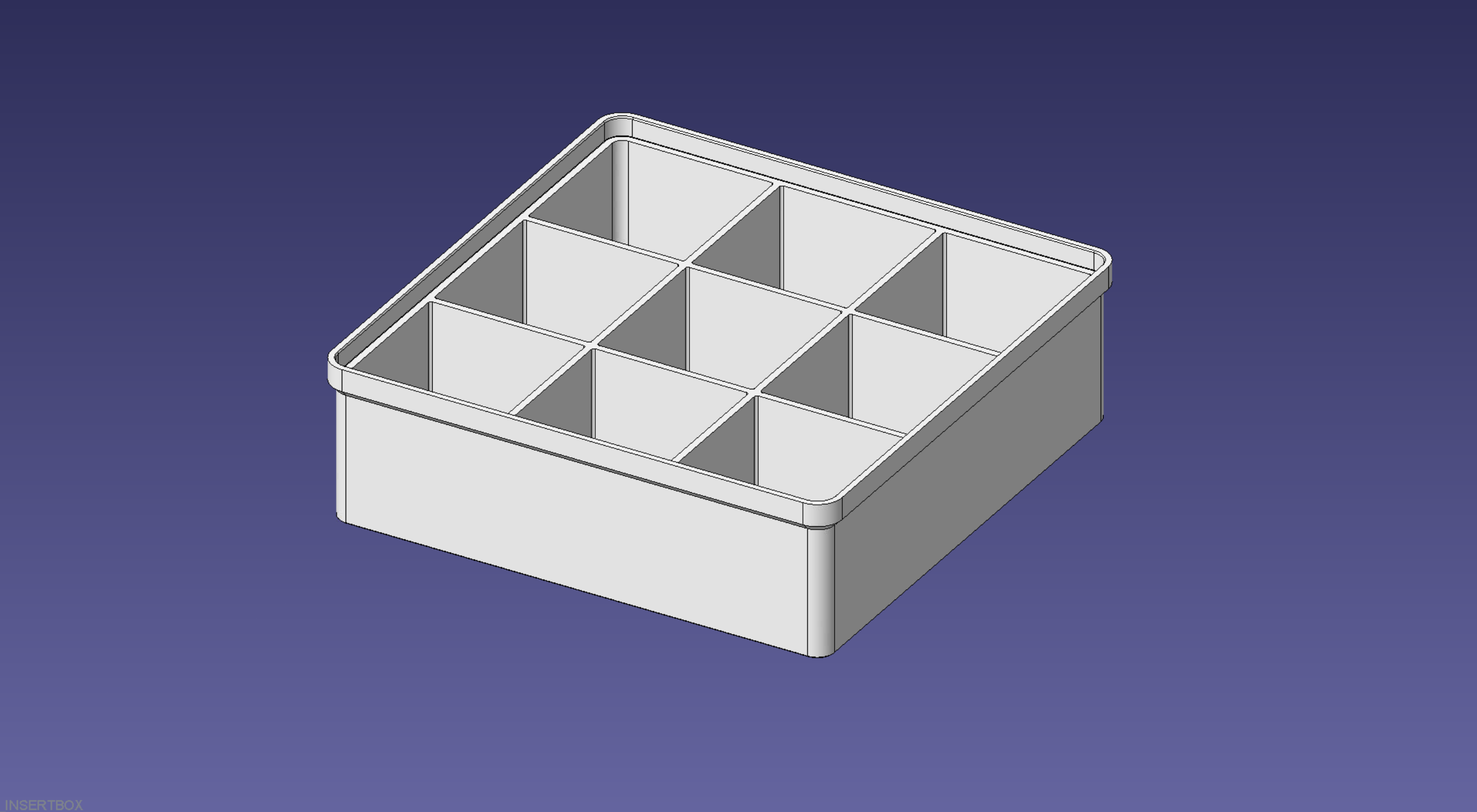 2x2 units, half height, 3x3 grid Stackable Insertbox