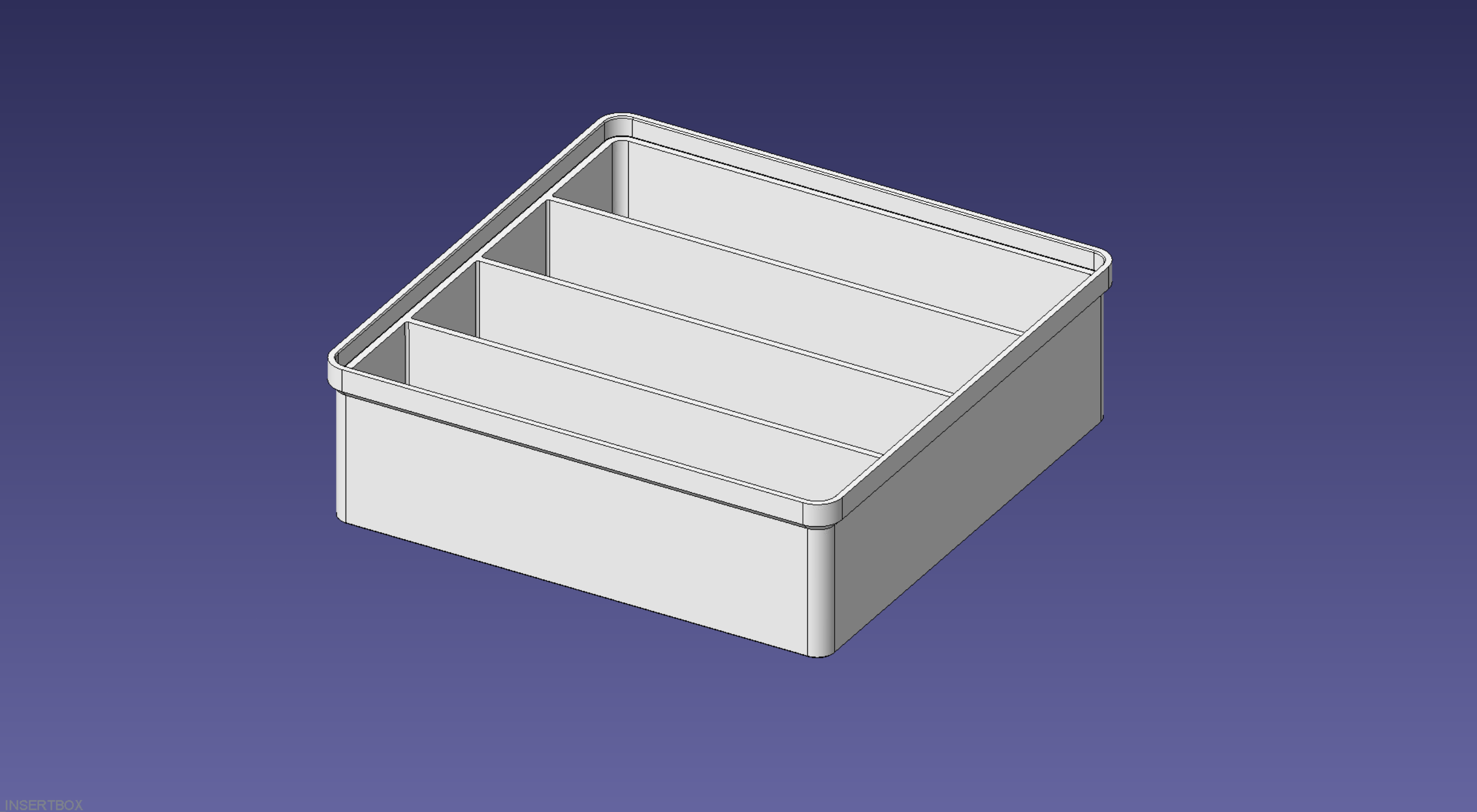 2x2 units, half height, 1x4 grid Stackable Insertbox