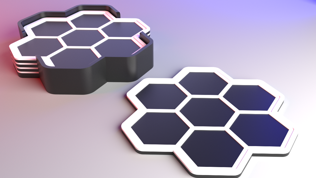 Honeycomb Hexagon Heat Tile Coaster - Recessed Hexagons