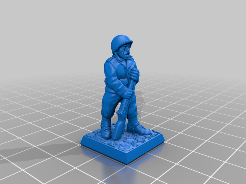 WW2 US Infantry 28mm (supportless, FDM friendly) — 3