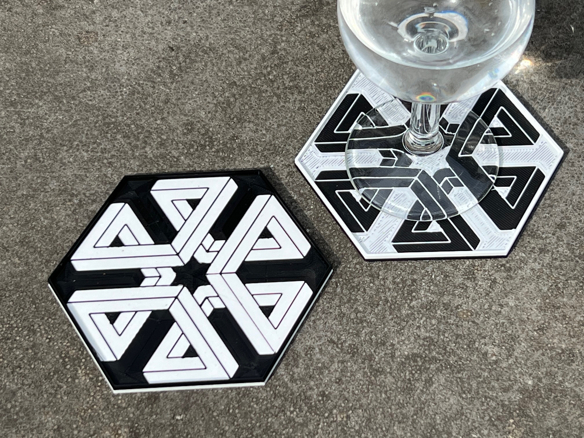 "3D" Coaster based on Escher drawing