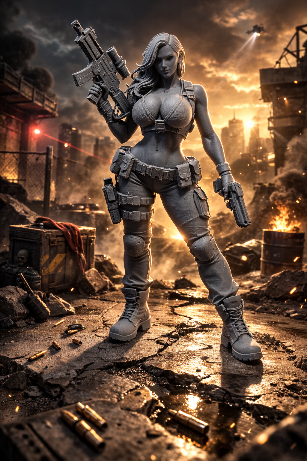 Sexy Female Soldier with Assault Weapons