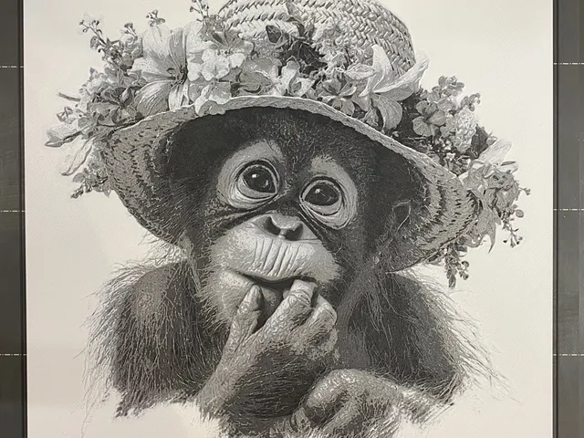 Baby Orangutan in a Flowered Hat - Hueforge
