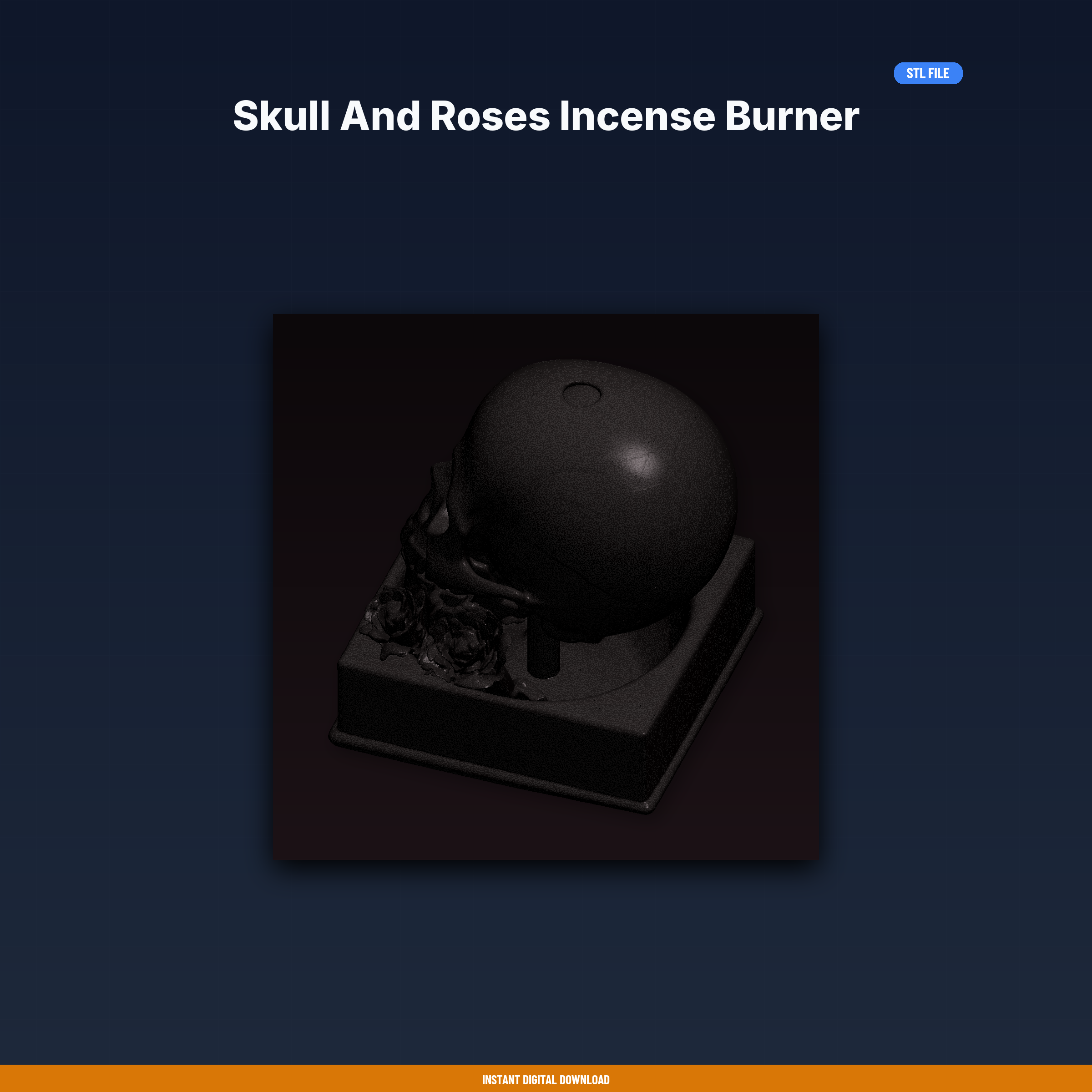 Skull And Roses Incense Burner - 3D Printable STL File