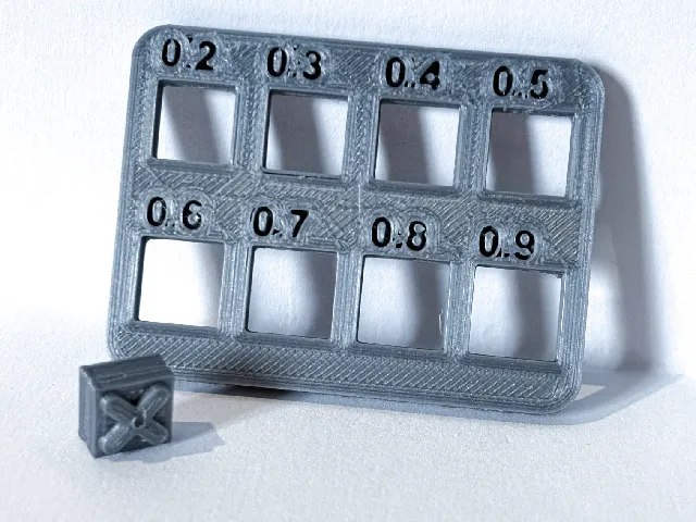 Clearance/tolerance test from 0.2 to 0.9mm