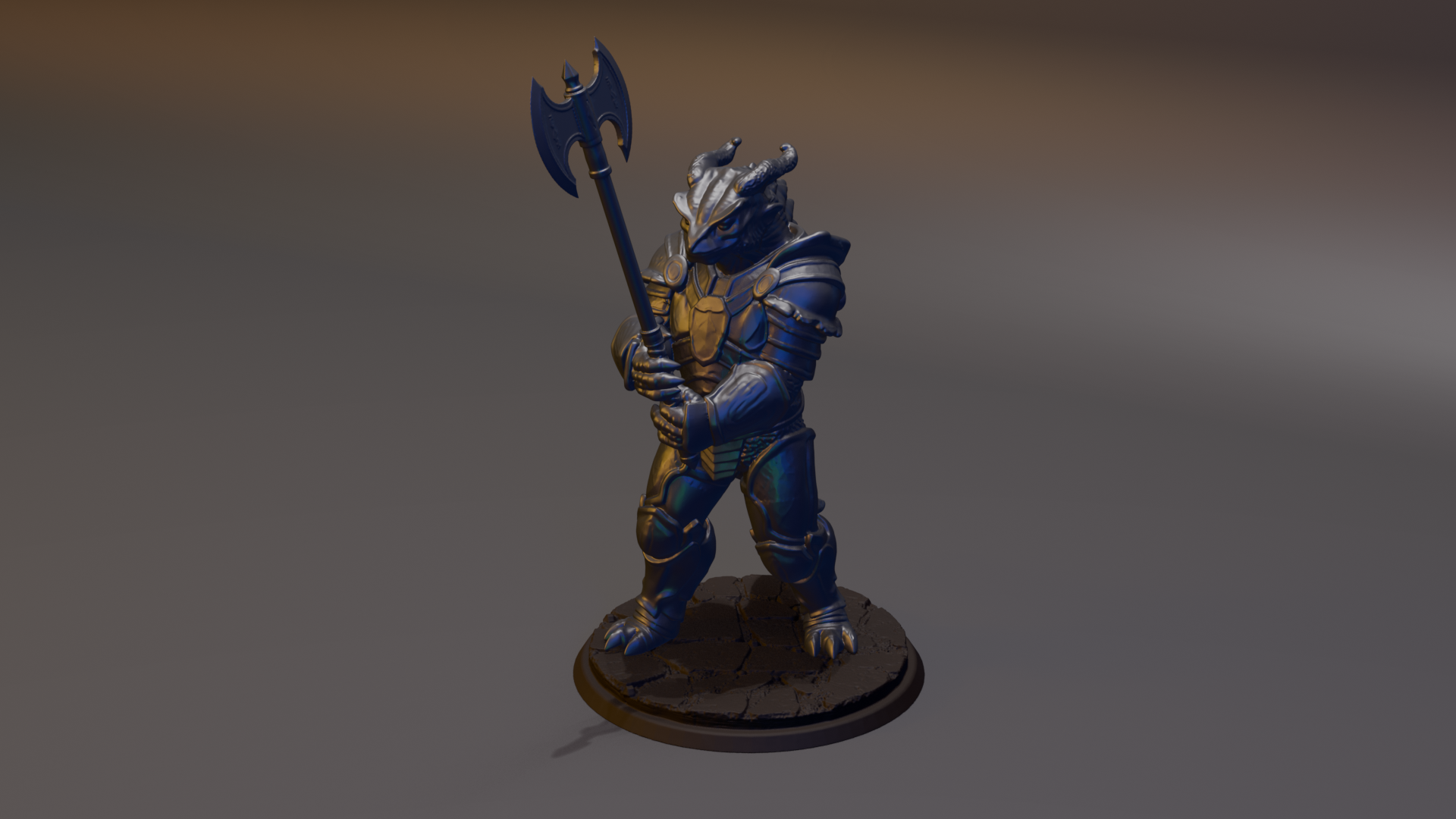 Primal Lizard Warrior – High Detail 3D Print - 32 mm