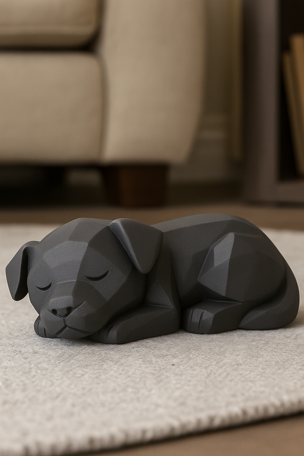 Low poly sleeping cute dog