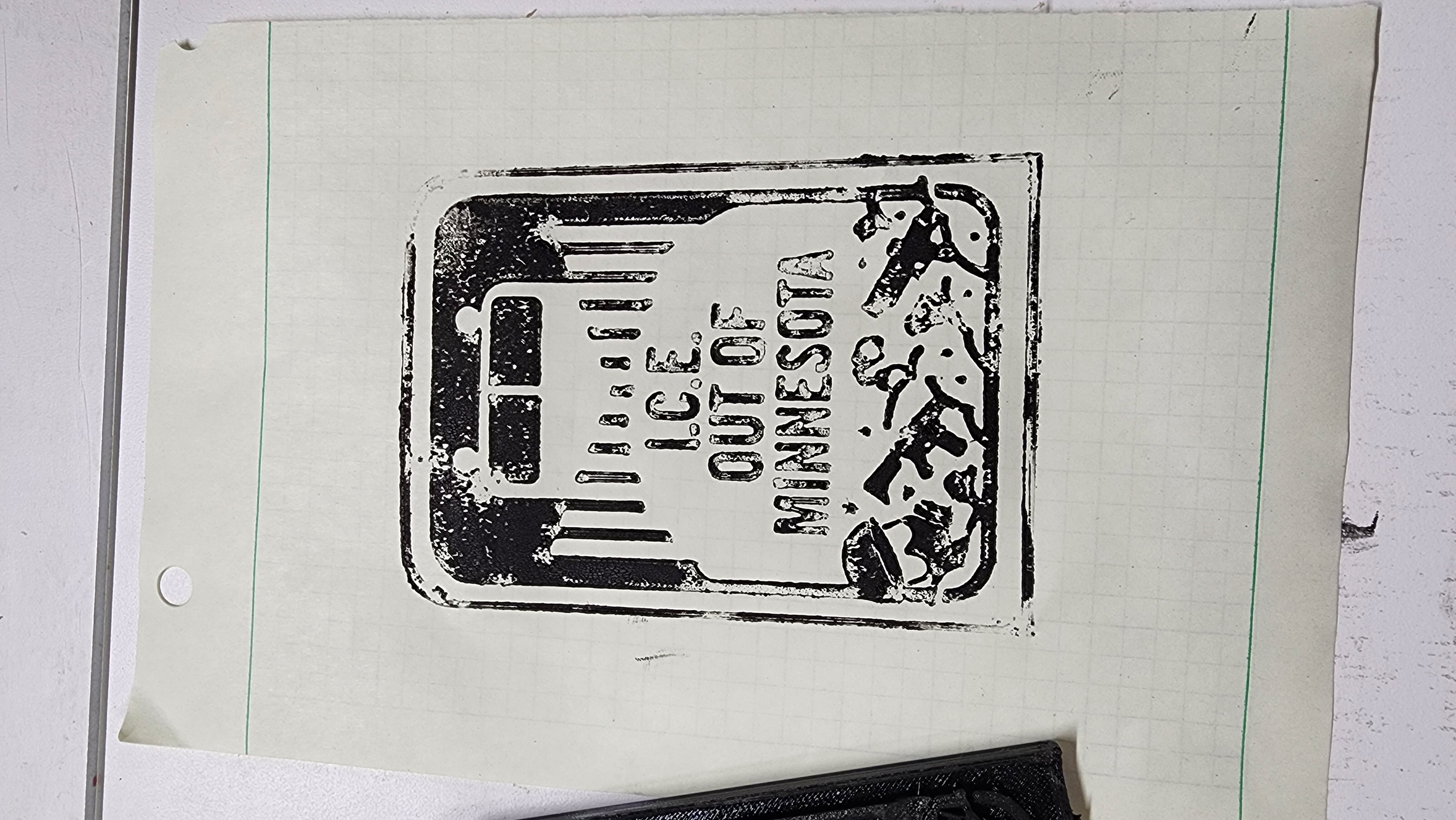 ICE Out of Minnesota Stamp / Blockprint from BRLSQ