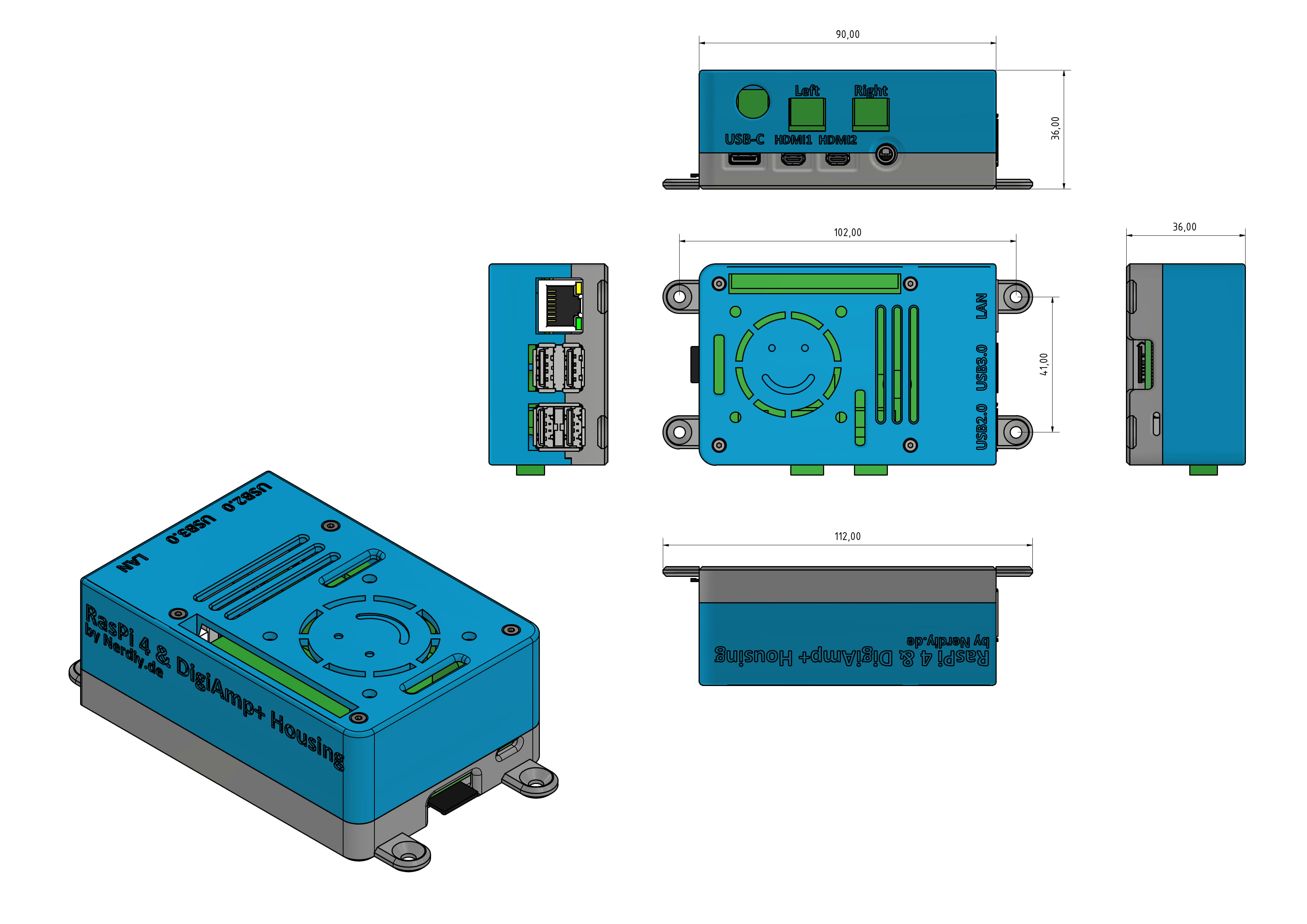 Raspberry Pi 4 & DigiAmp+ HAT Housing by Nerdiy.de — miniatura 5