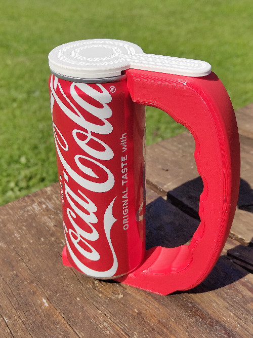 Can holder for 330ml sleek cans with rotating protection lid – easy print