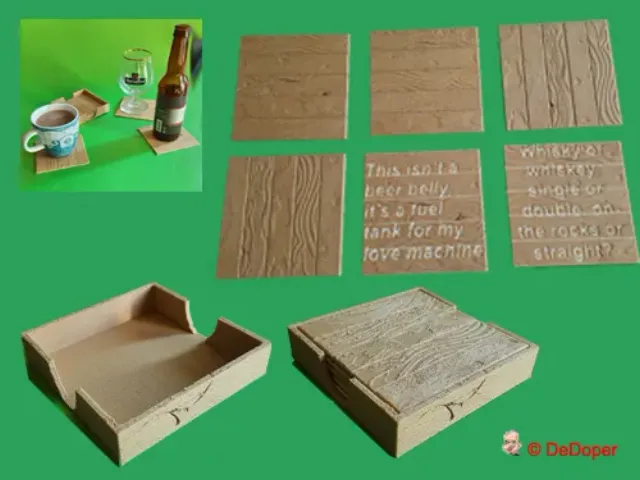 Wooden coasters with text or without text and storage container