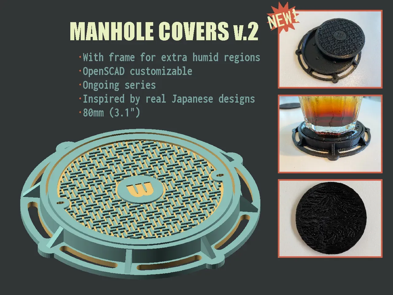 Japanese Manhole Covers v.2 with Frame by Arnaud The 100 Yen 