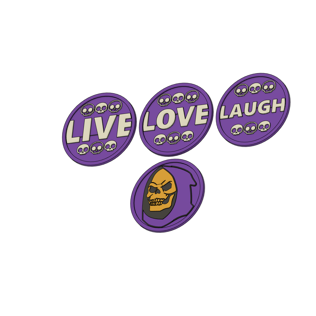 Skeletor Live Love Laugh meme coasters