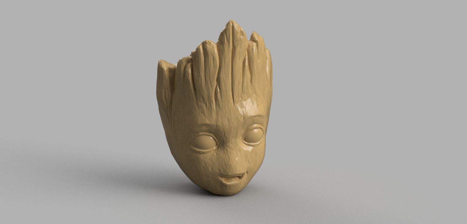 low Poly Baby Groot Wall Flower Pot WIP