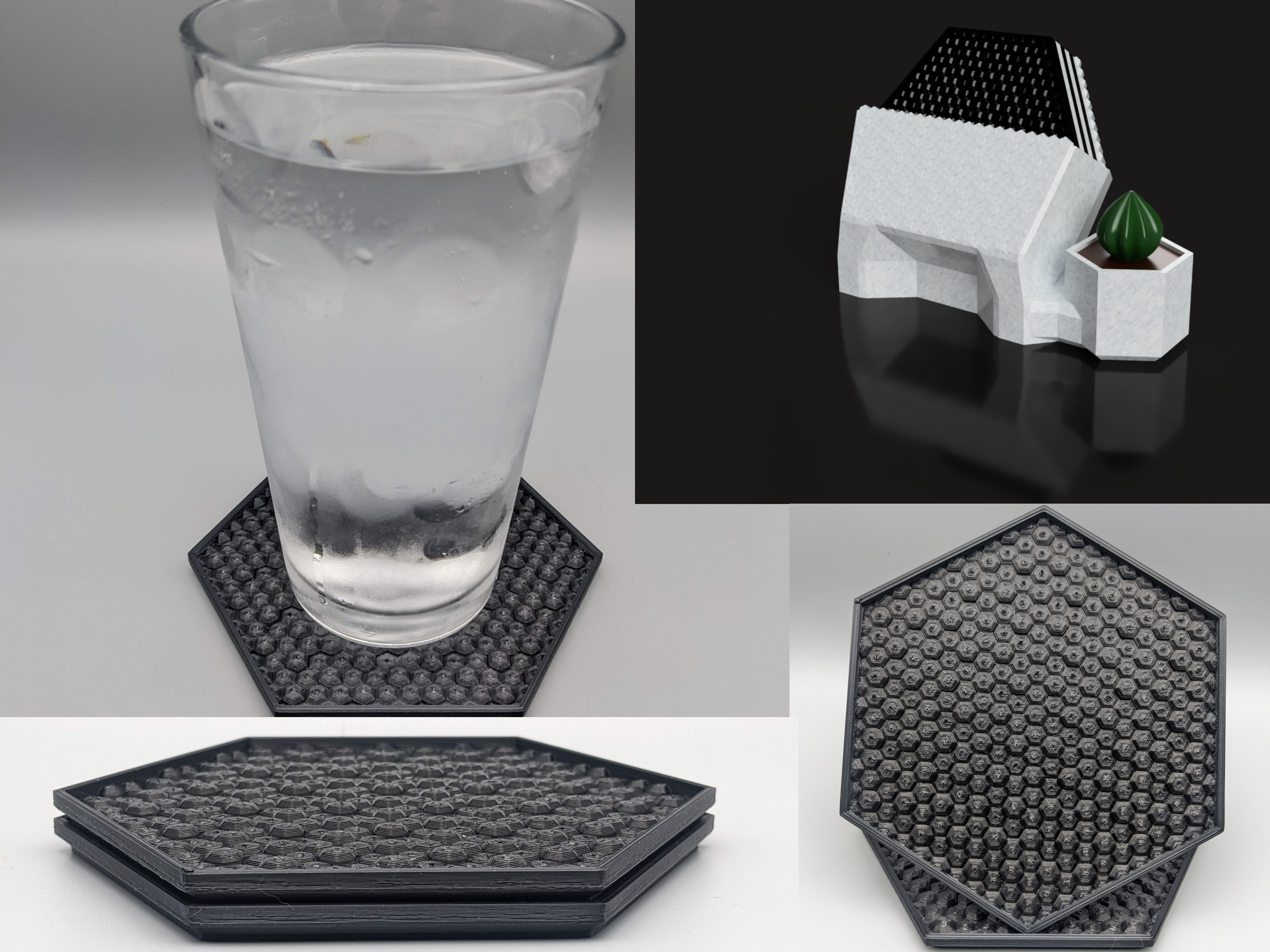 Hex Coaster with Water-Reclaiming Succulent Pot