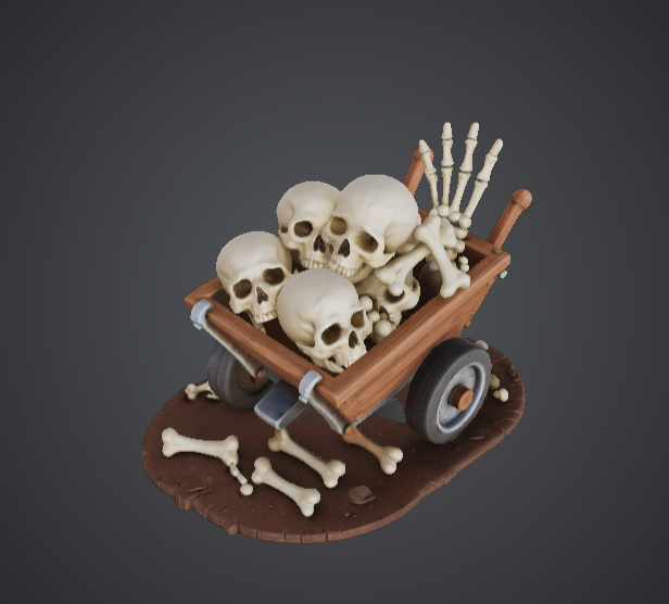 Bone Cart with Skulls – Dark Fantasy Graveyard