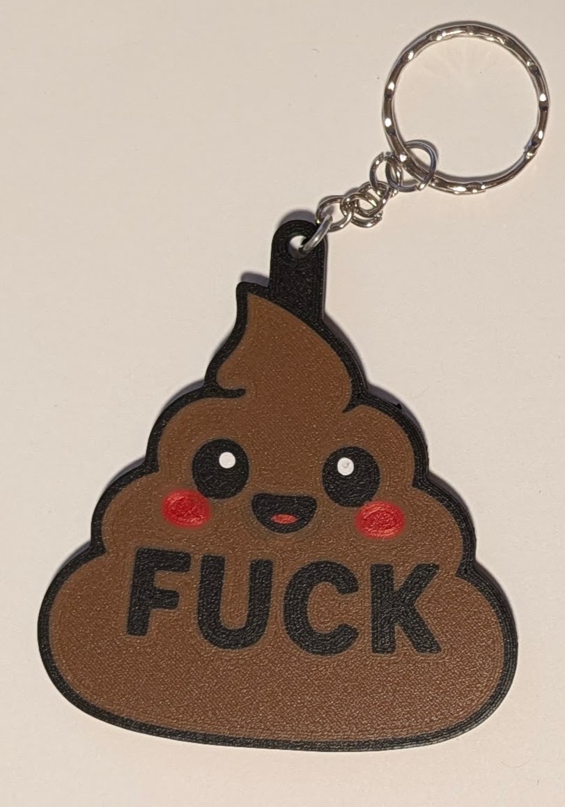 3D Printed Kawaii Poop "F*ck" Novelty Keychain | Humorous Gag Gift — miniatura 3