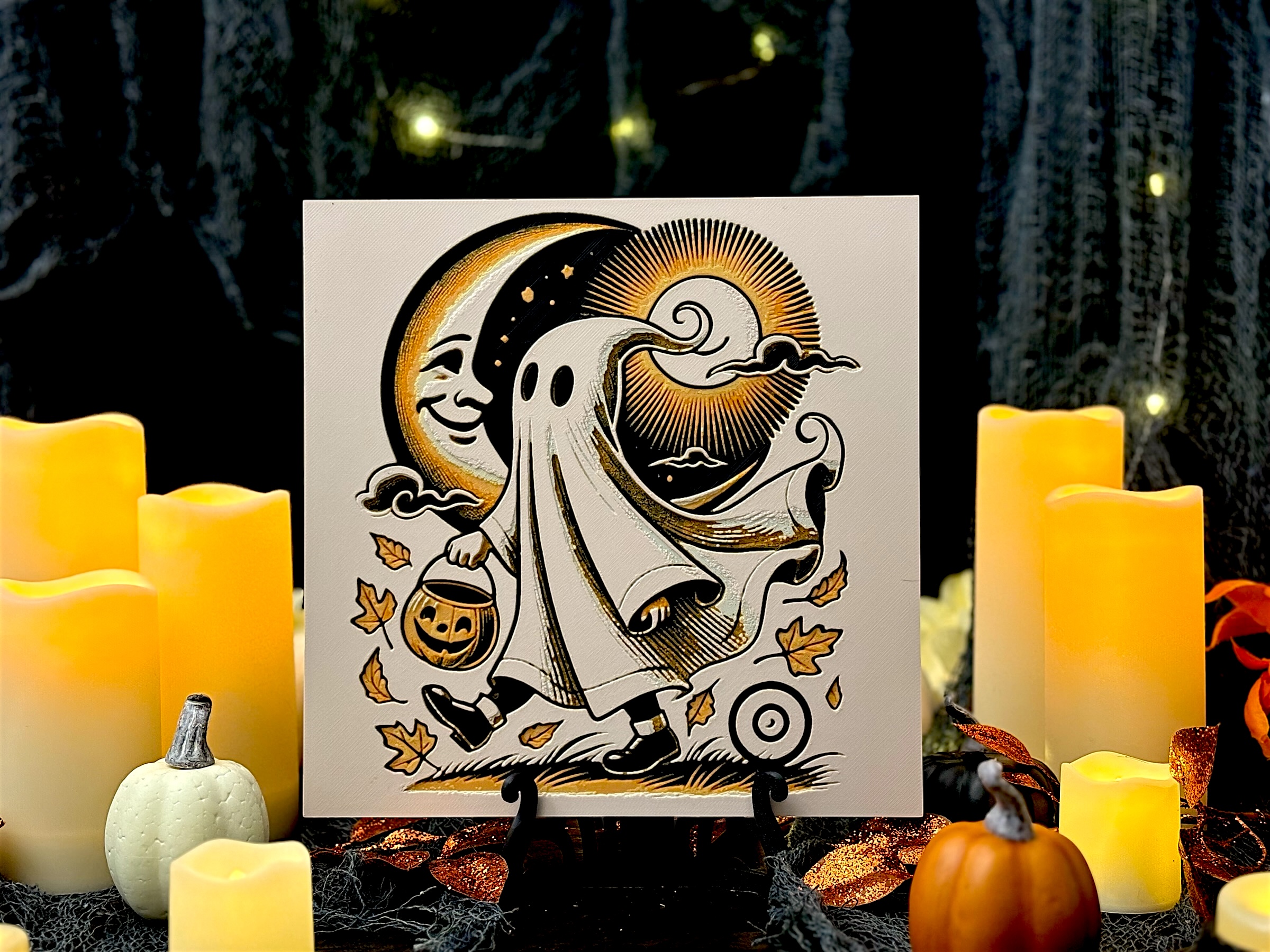 “Breezy Boo” - Classic Halloween Ghost – Vintage Ghost Hueforge Halloween Panel