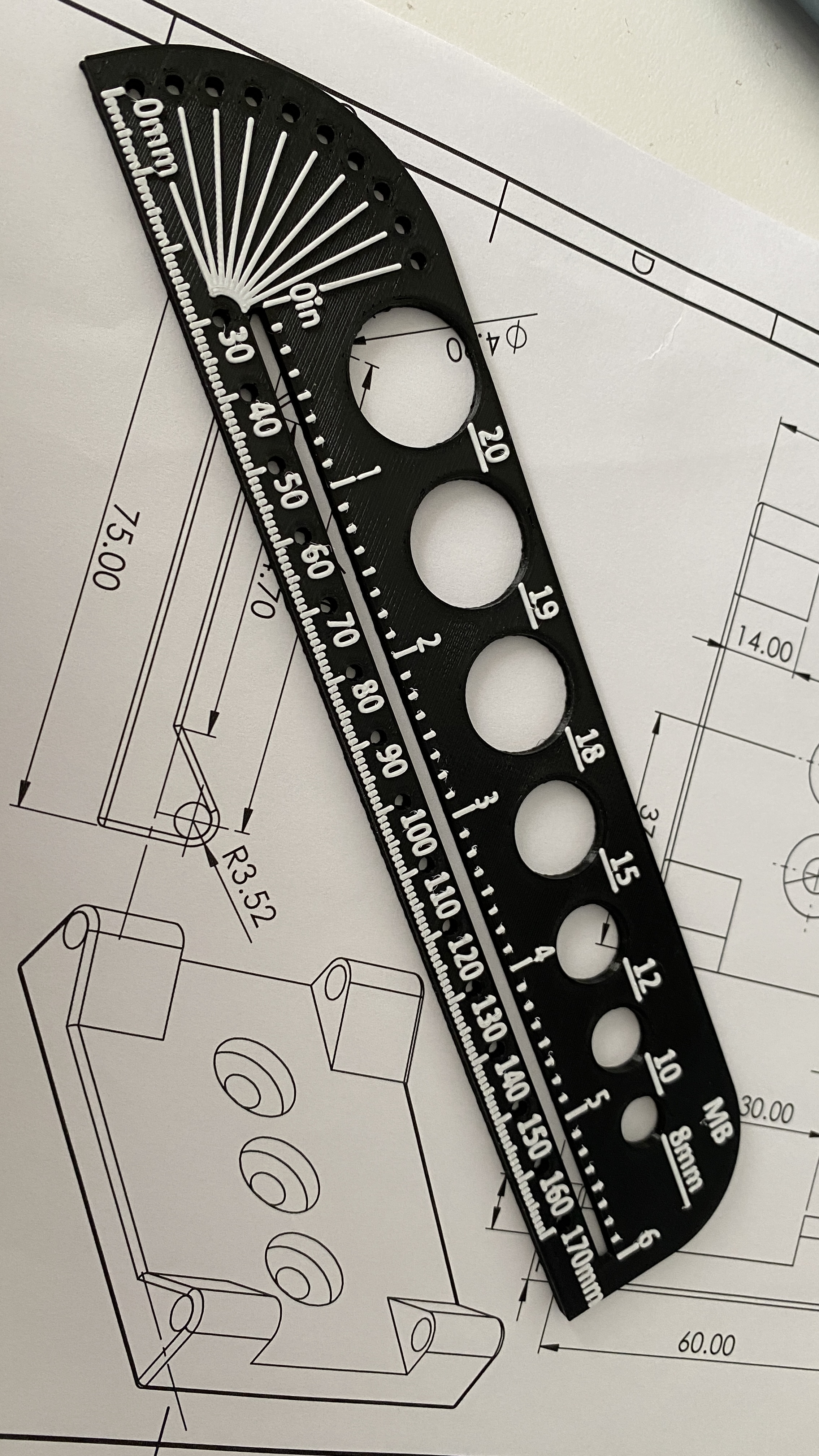 shanya craft ruler mm and inch, 90 Degrees