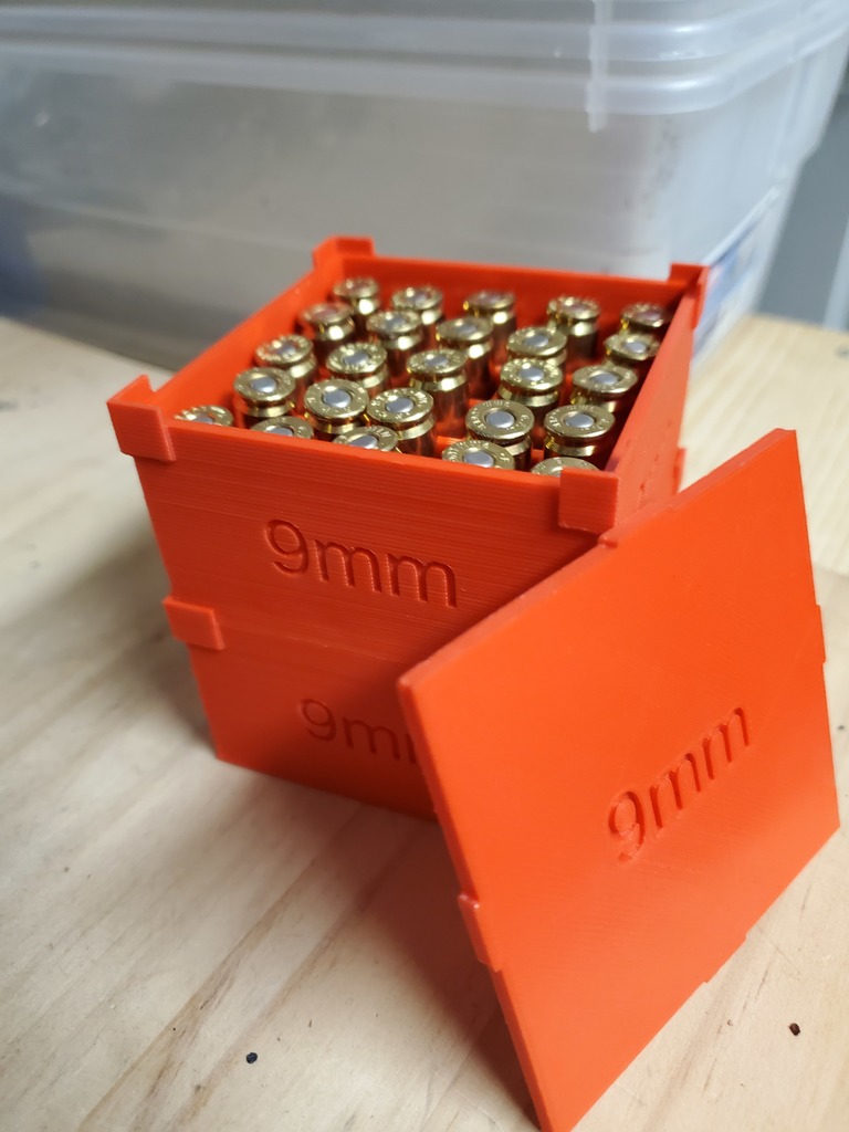 Customizable stackable box with label to hold ammunition. by Caederus
