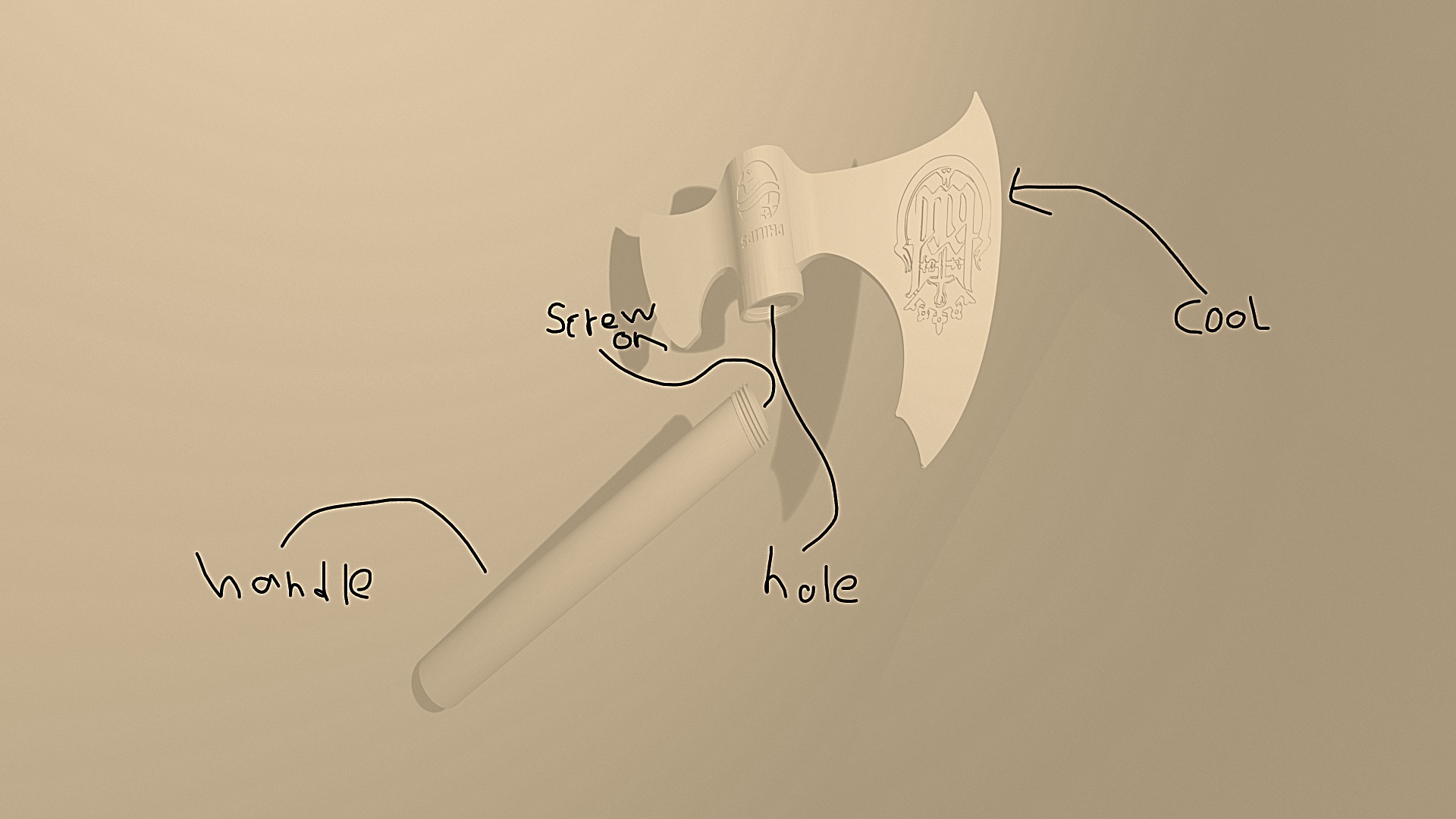 Kingdome Come Philips One Blade Axe holder with screw on handle
