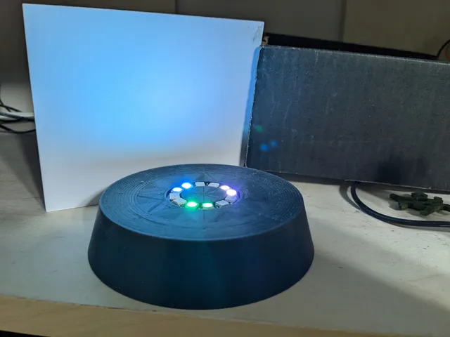 Award plinth with inset for LED light ring electronics