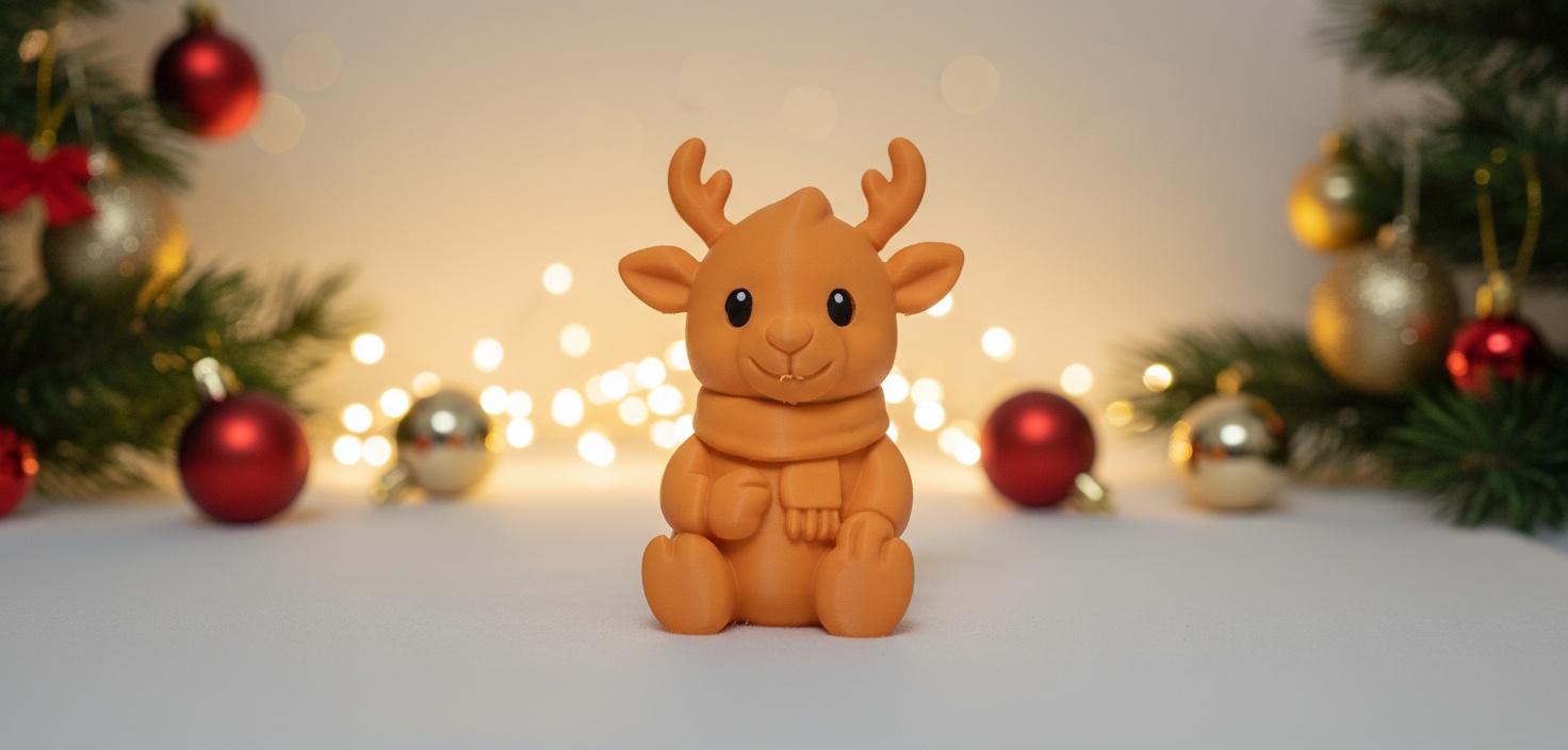 Sitting Reindeer with Cozy Scarf Holiday Figure