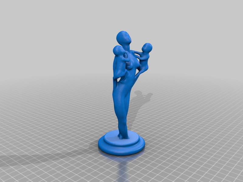 Mother with two Children Sculpt with Pedestal