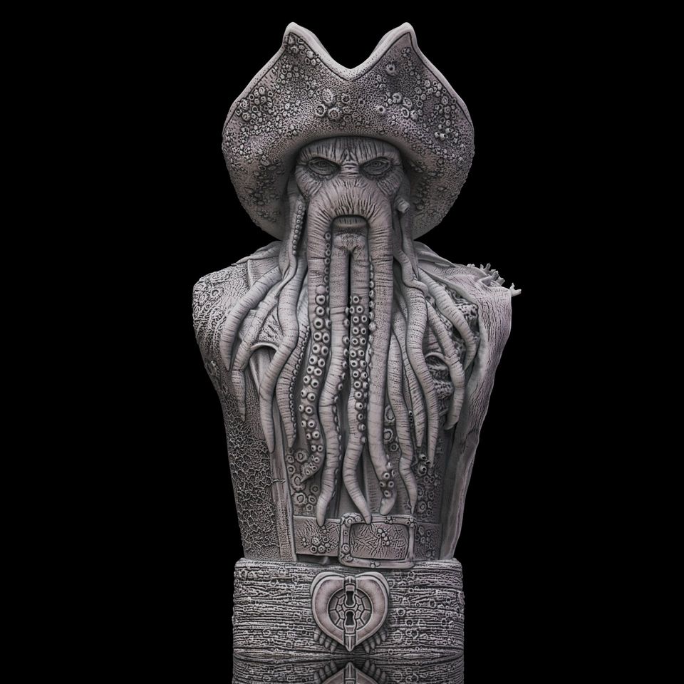 Detaylı Karayip Korsanları Davy Jones Büstü 15 cm