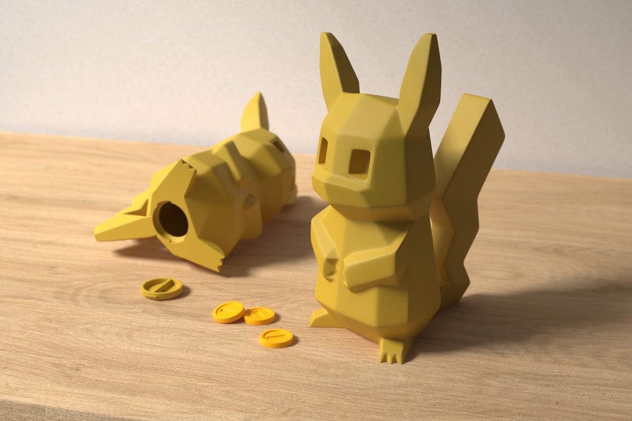 Low-poly Pikachu - Piggy Bank by Agustin Arroyo | Download free STL ...