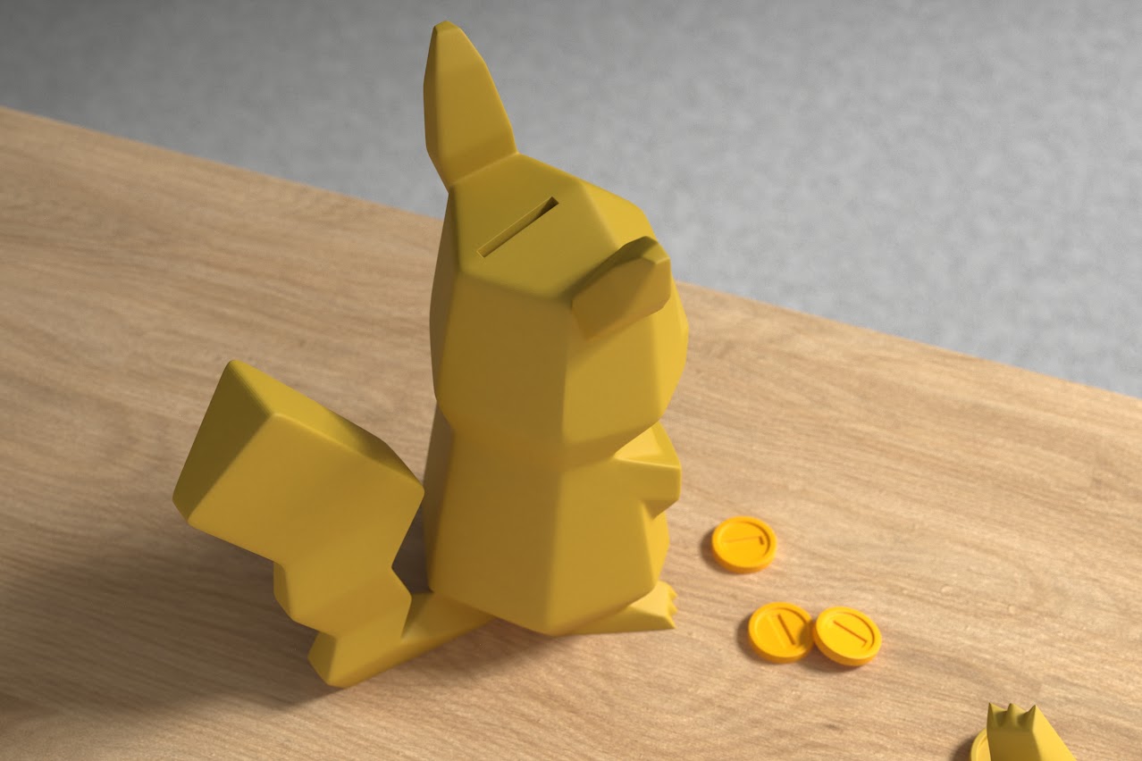 Low-poly Pikachu - Piggy Bank By Agustin Arroyo | Download Free STL ...