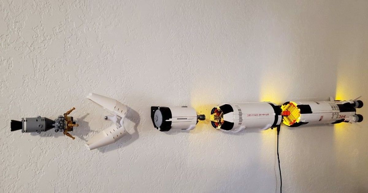 Lego Saturn V Exploded View Wall Mounting System by noble69 Download free STL model Printables