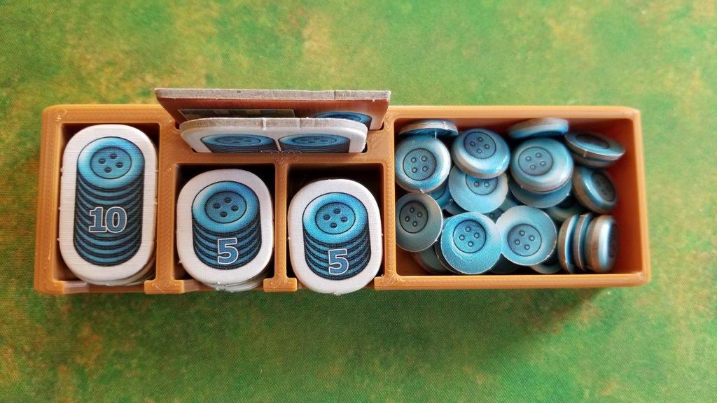 Patchwork game coin holder and inserts - Remix for larger cardboard tokens