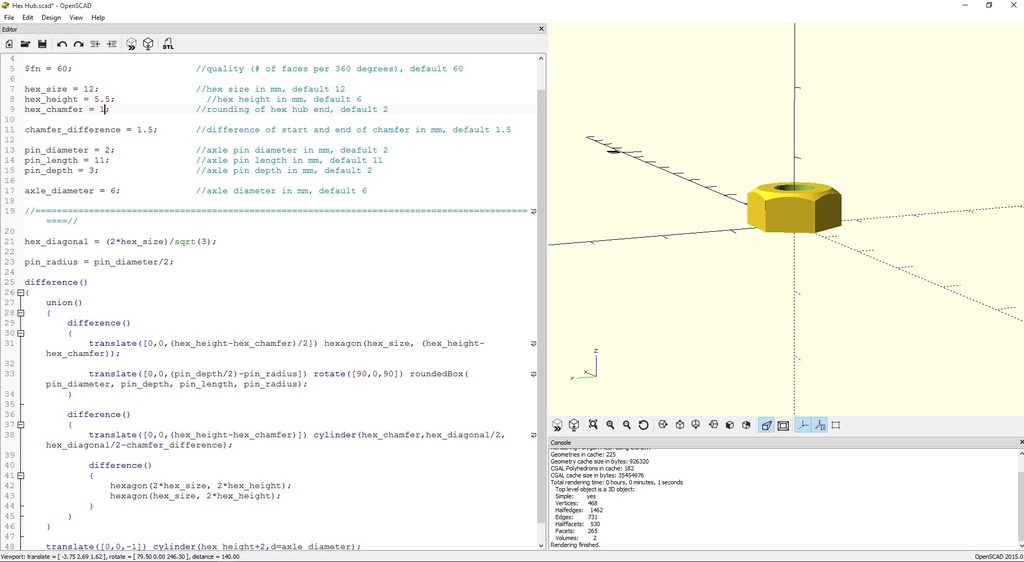 RC hex hub SCAD Fixed