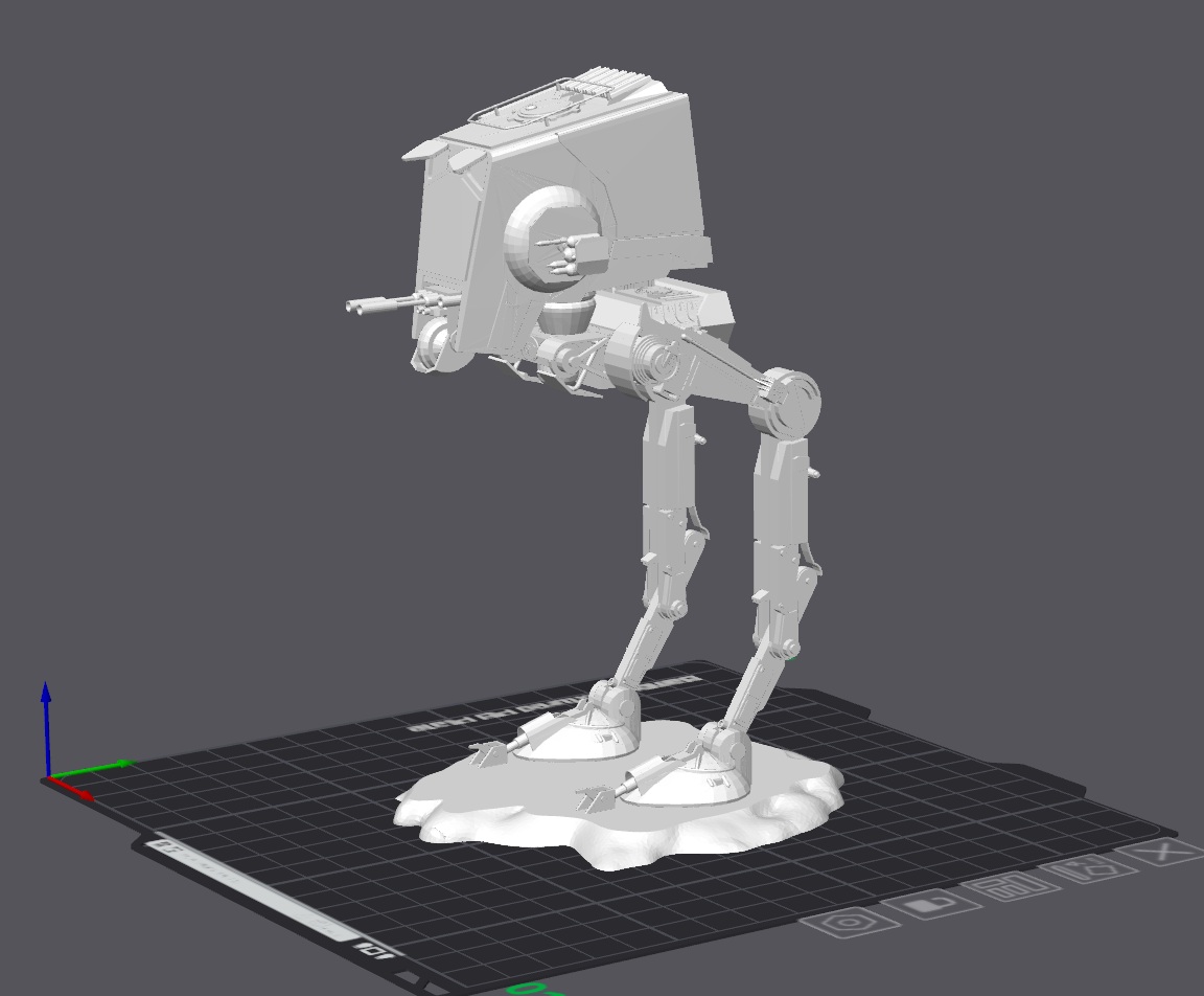 AT-ST Walker Star Wars Vehicle 3D Printable mit podest