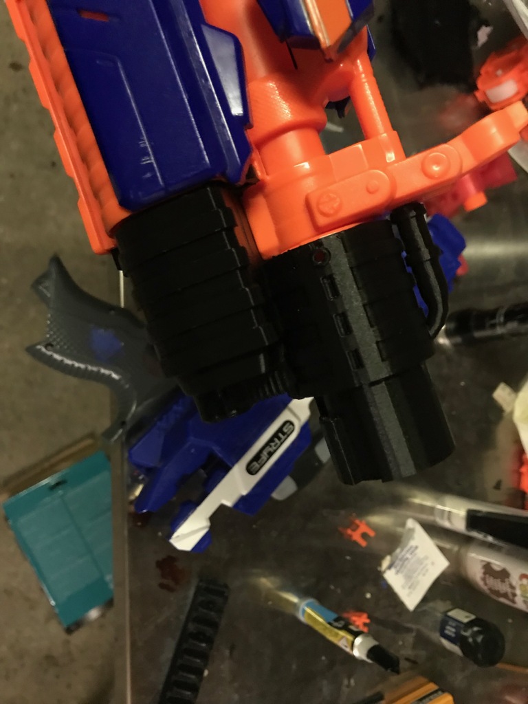 Nerf rapidstrike battery tray expander with barrel attach by