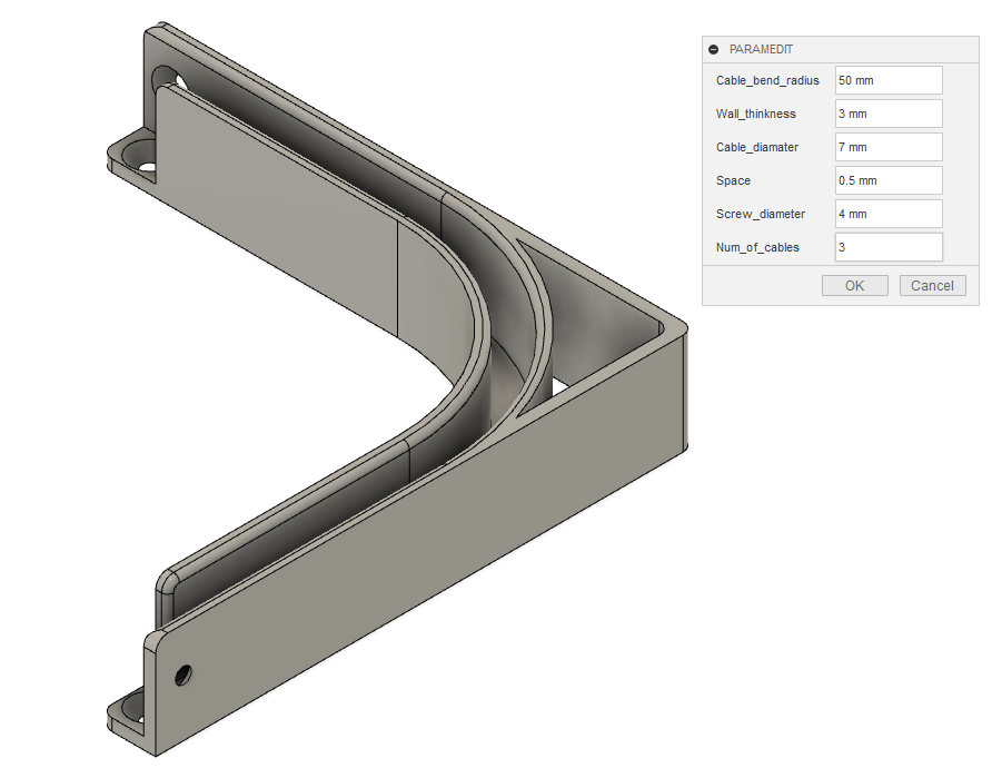 Paremetric cable corner Fusion 360