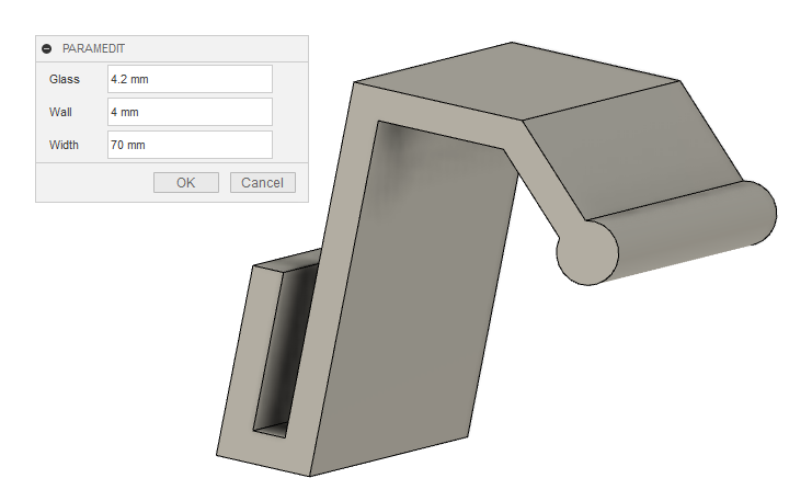Parametric glass handle