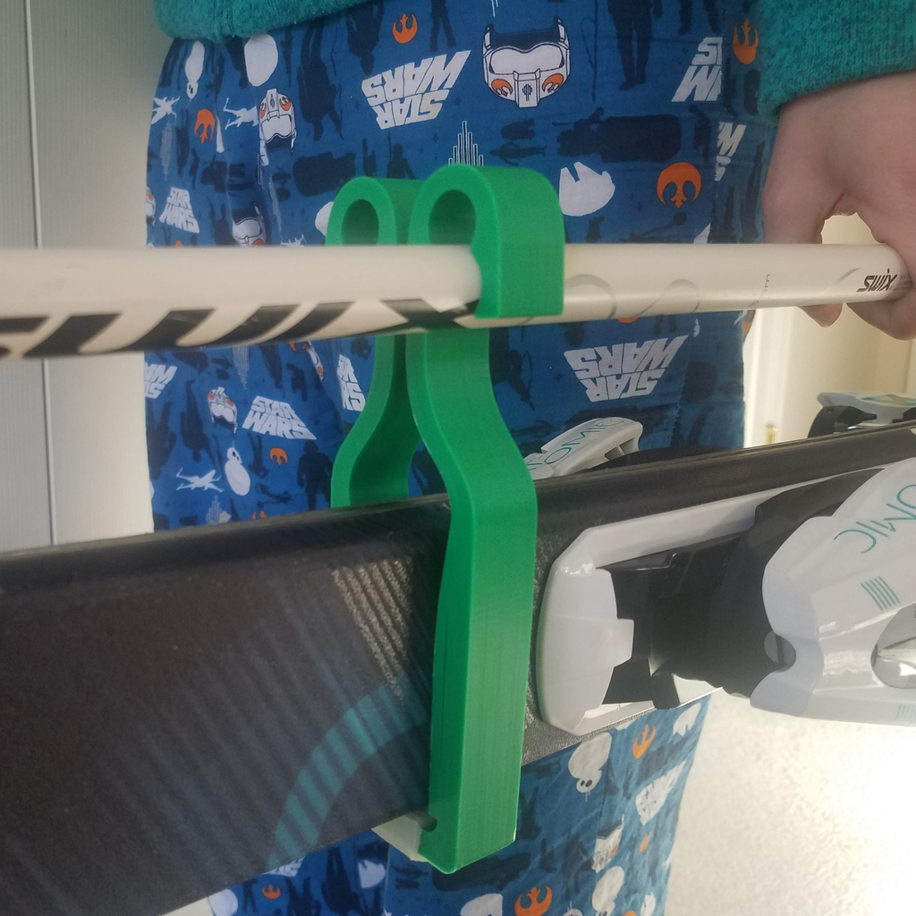 Ski and Pole Carrier Handle by paulorfo Download free STL model