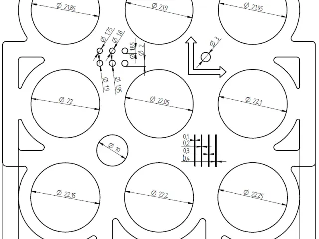 Hole calibration with bearing, filament...