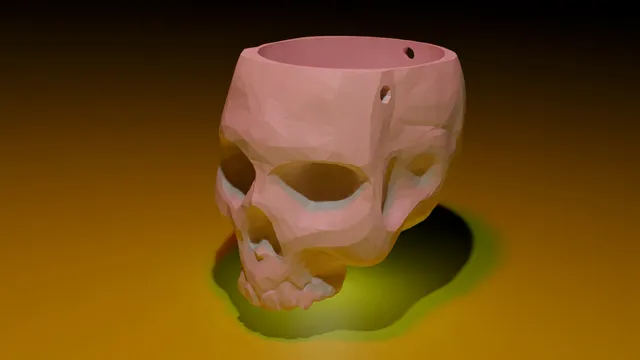 Hanging Skull Planter Low Poly or Candy bag Halloween