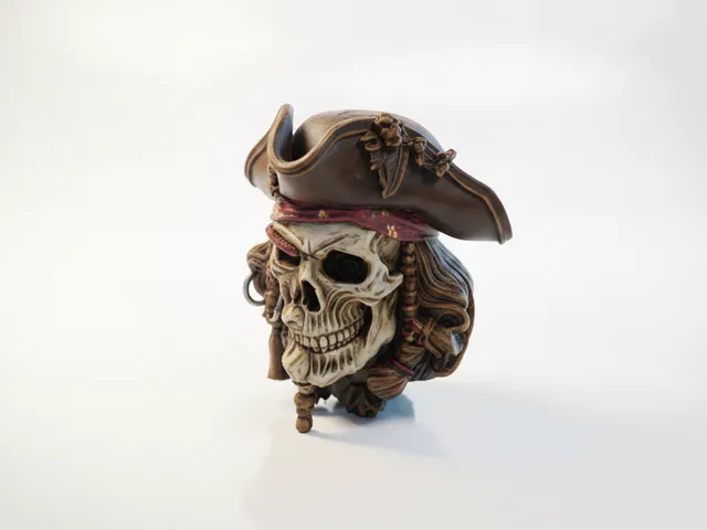 Half Skull Face Cursed Pirate Sculpture 3D Printable