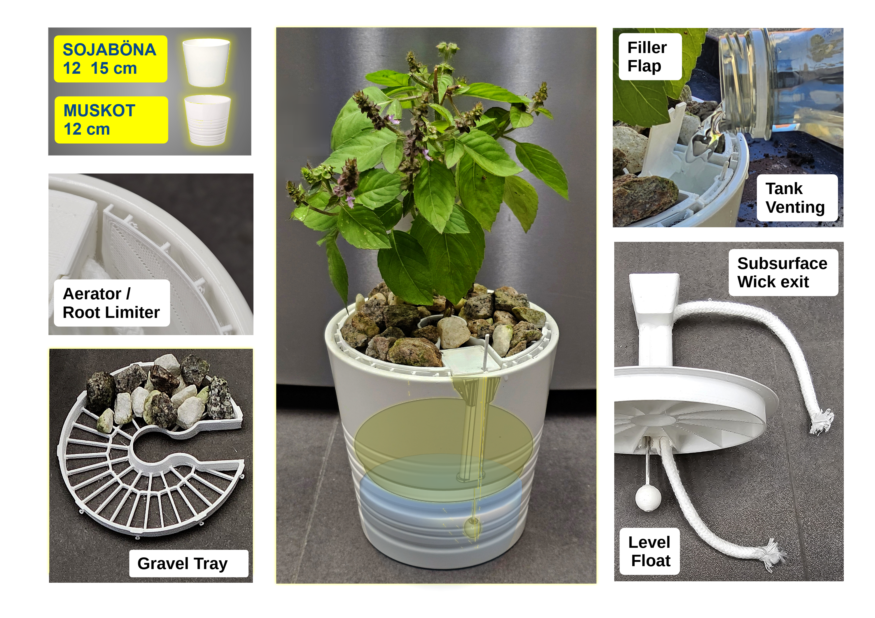 Self Watering Kits for IKEA Sojaböna & Muskot Pots