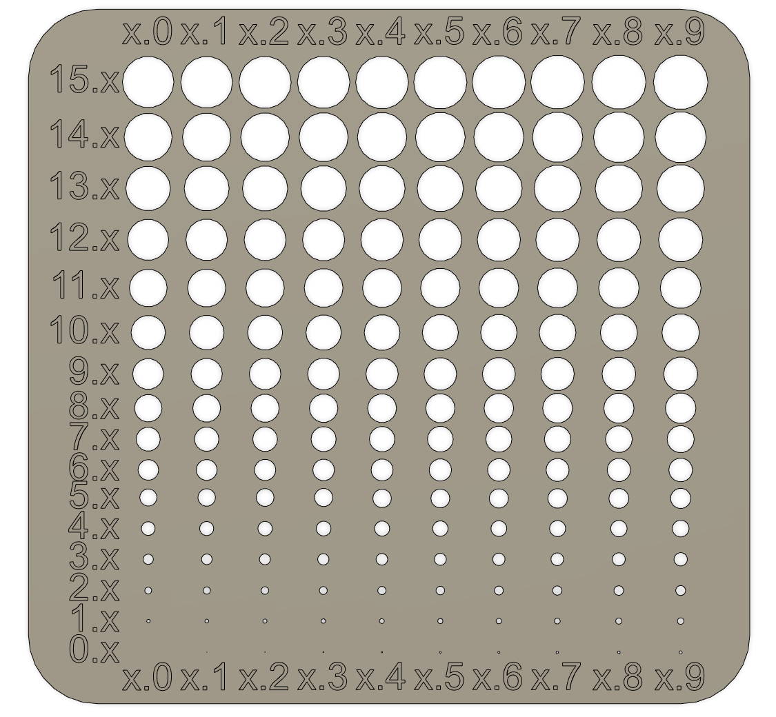 Hole Gauge Calibration Diameter block test, with raised numbers by WhiteDragonD Download free
