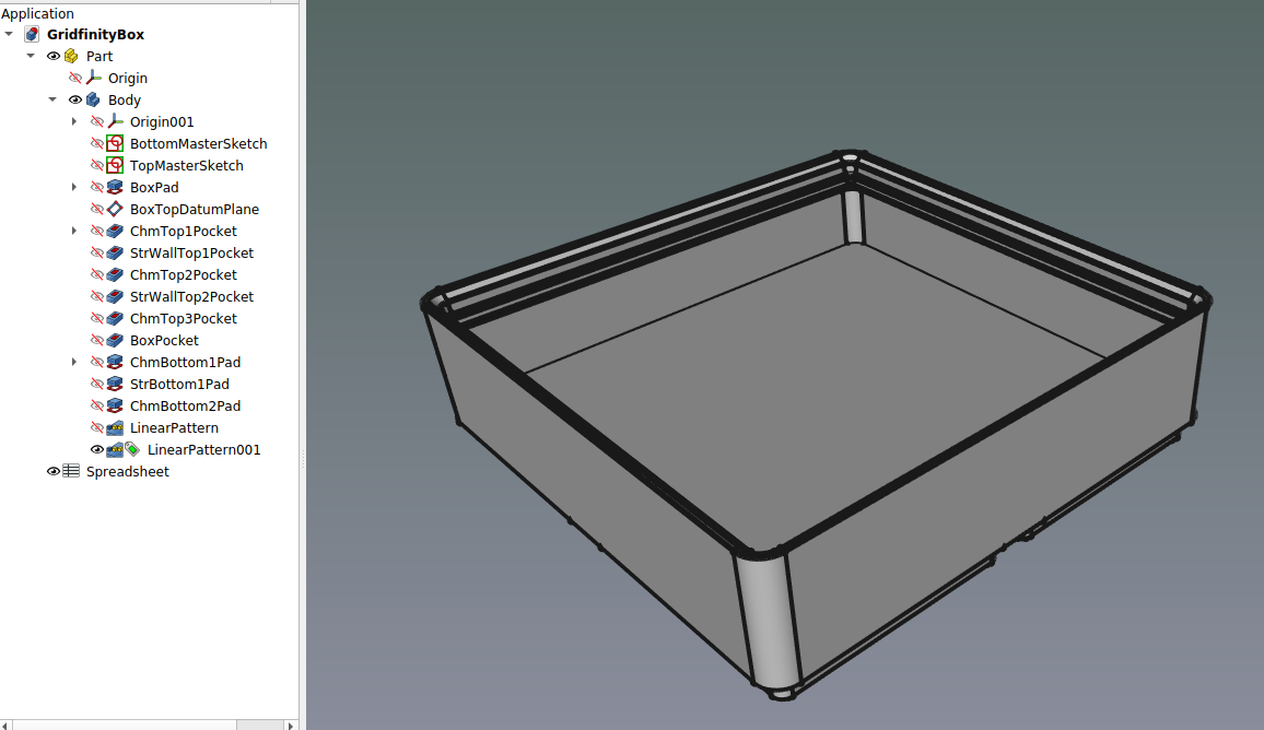 Gridfinity Simple Box Parametric FreeCAD file