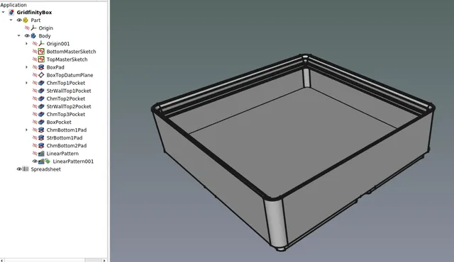 Gridfinity Simple Box Parametric FreeCAD file