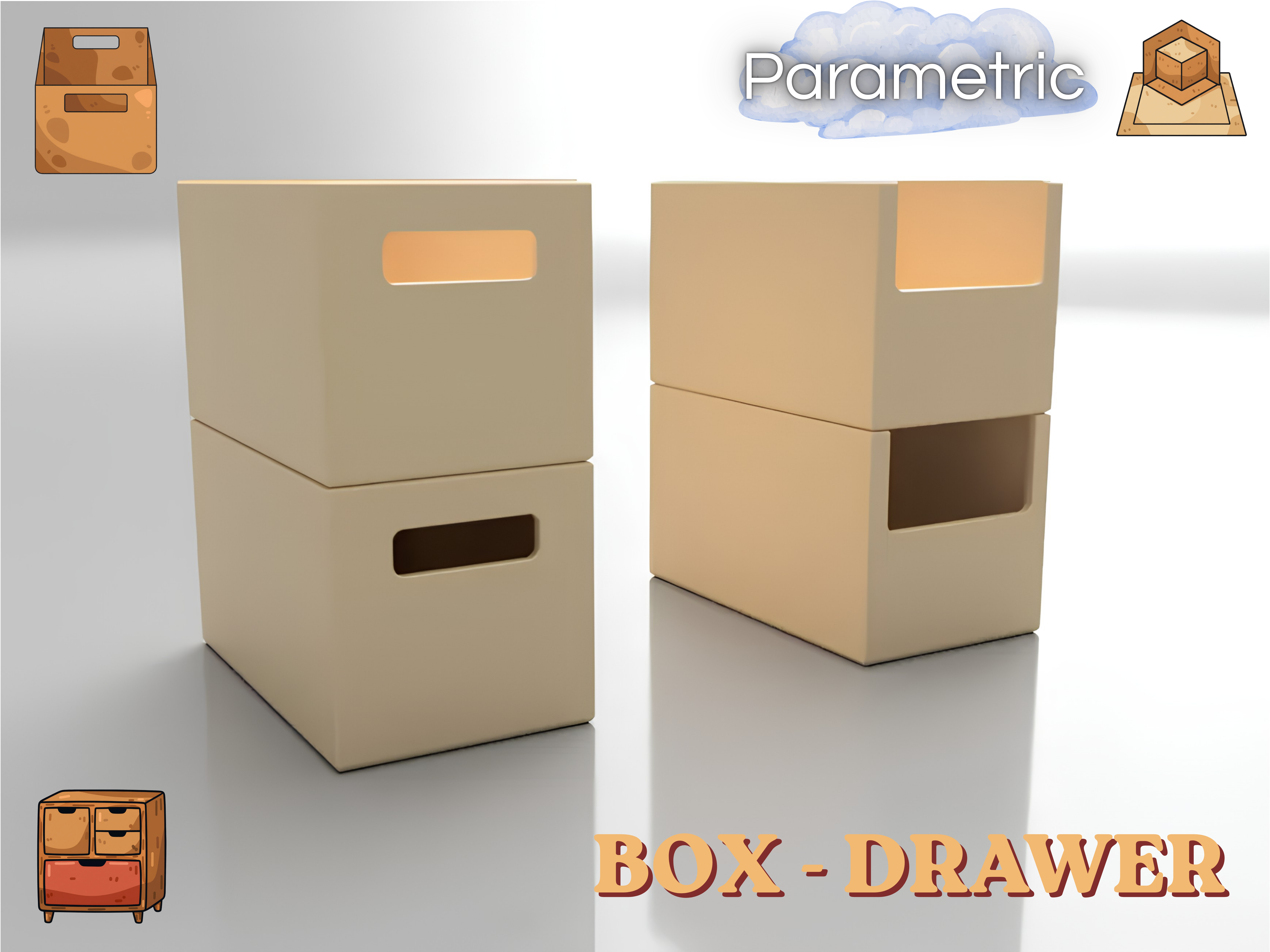 Parametric modular Drawer stackable | Tiroir Modulaire Paramétrique superposable / Box parametric for drawer
