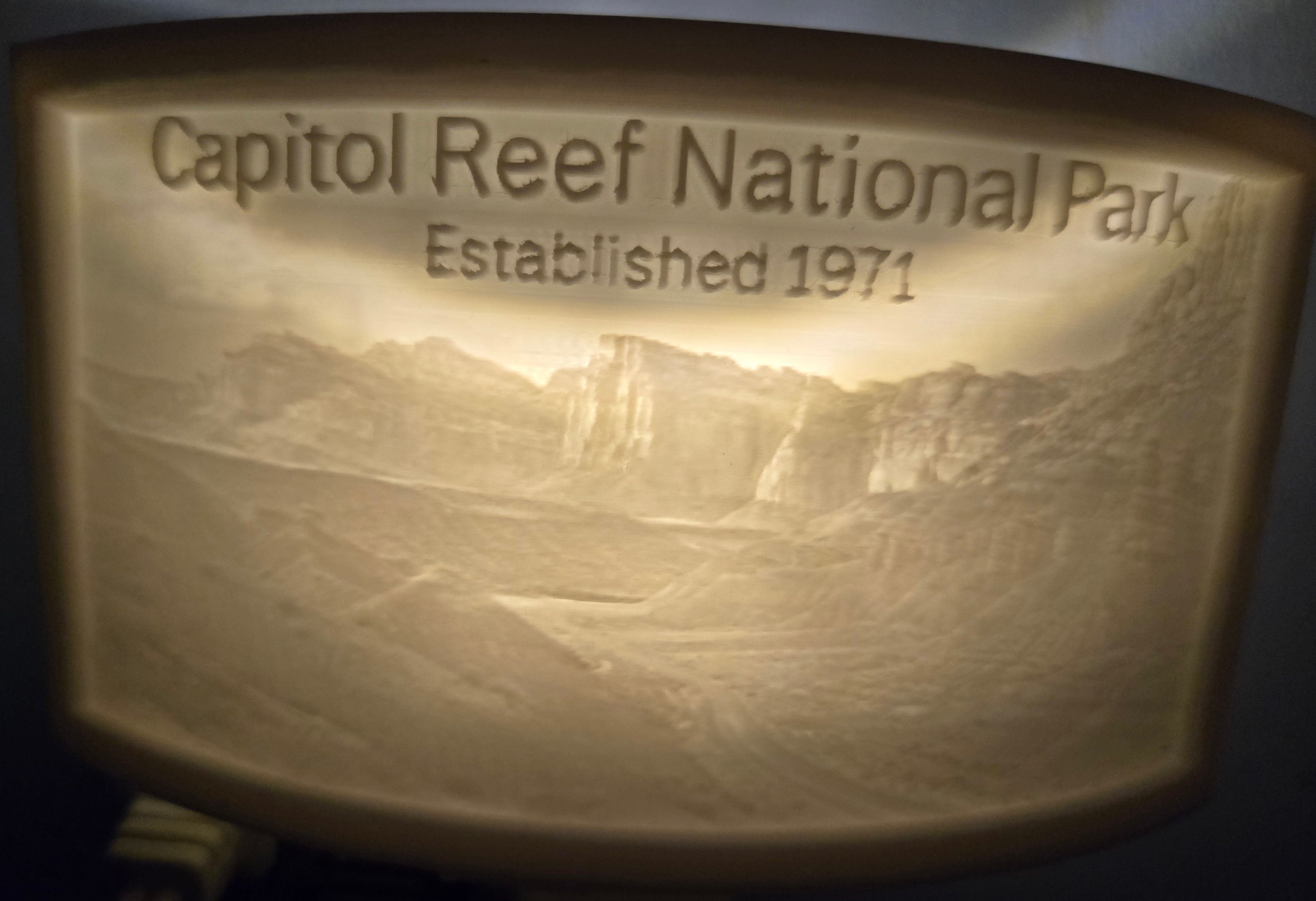 Capitol Reef National Park Nightlight Lithophane